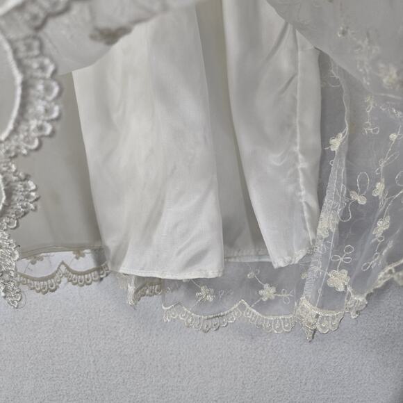VTG Crayon Kids Dress Sz 24 Mo Ivory Chiffon Embroidered Lace Wedding Formal - Picture 5 of 16